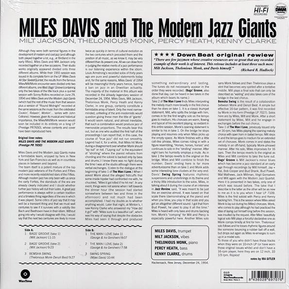 Miles Davis, Milt Jackson, Thelonious Monk, Percy Heath, Kenny Clarke - Miles Davis And The Modern Jazz Giants (ltd. ed.) (180g)
