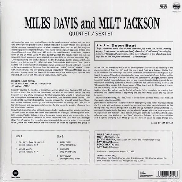 Miles Davis, Milt Jackson - Quintet / Sextet (+bonus track) (ltd. ed.) (180g) (remastered)