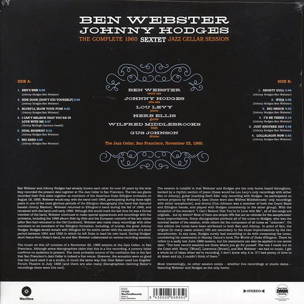 Ben Webster & Johnny Hodges Sextet - The Complete 1960 Jazz Cellar Session (ltd. ed.) (180g) (remastered)