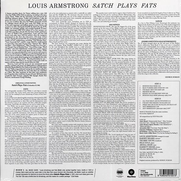 Louis Armstrong - Satch Plays Fats: A Tribute To Fats Waller (+3 bonus tracks) (ltd. ed.) (180g)