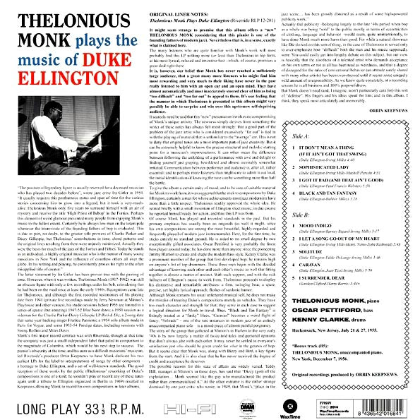 Thelonious Monk - Plays The Music Of Duke Ellington (+bonus track) (ltd. ed.) (180g)