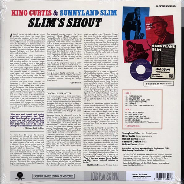 King Curtis, Sunnyland Slim - Slim's Shout (+2 bonus tracks) (ltd. ed.) (180g)