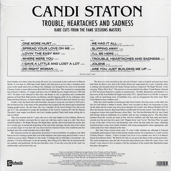 Candi Staton - Trouble, Heartaches And Sadness: Rare Cuts From The Fame Sessions Masters (RSD 2021) (ltd. ed.)