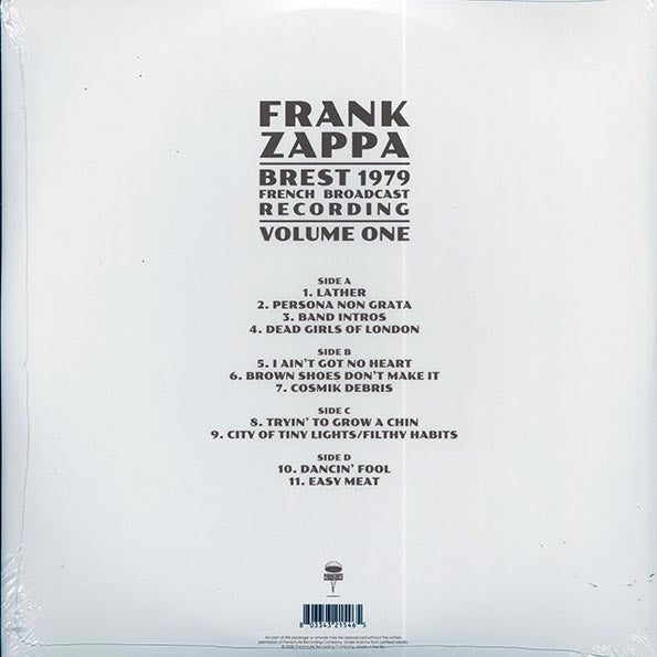 Frank Zappa - Brest 1979 Volume 1: French Broadcast Recording (2xLP)