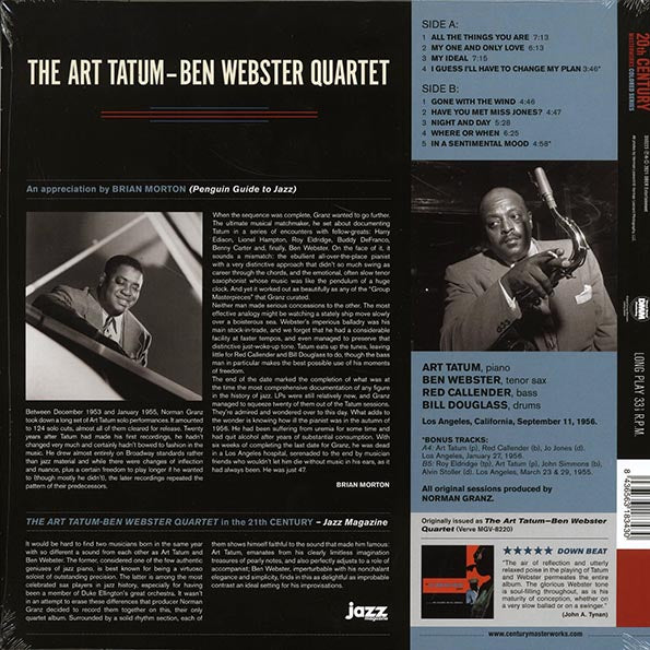 Art Tatum-Ben Webster Quartet - Art Tatum-Ben Webster Quartet (+2 bonus tracks) (ltd. ed.) (180g) (red vinyl)