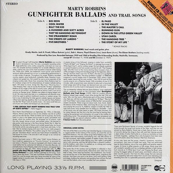 Marty Robbins - Gunfighter Ballads And Trail Songs (+4 bonus tracks) (ltd. ed.) (180g) (incl. CD)