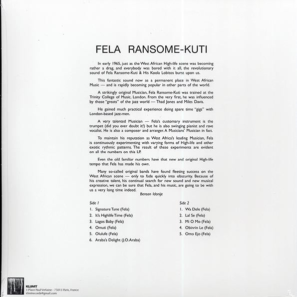 Fela Kuti & His Koola Lobitos - Fela Ransome Kuti & His Koola Lobitos (ltd. ed.) (clear vinyl)