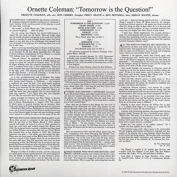 Ornette Coleman - Tomorrow Is The Question (ltd. 500 copies made) (clear vinyl)