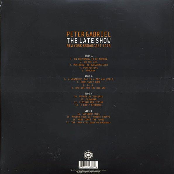 Peter Gabriel - The Late Show: New York Broadcast 1978 (2xLP)