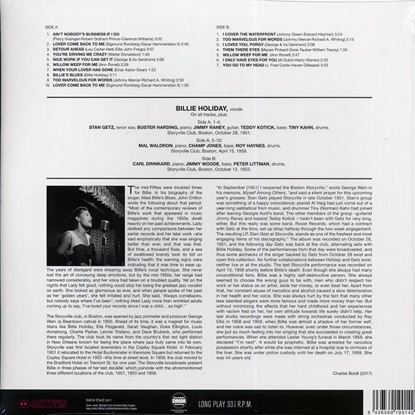 Billie Holiday - Billie Holiday At Storyville Featuring Stan Getz (ltd. ed.) (180g) (remastered)