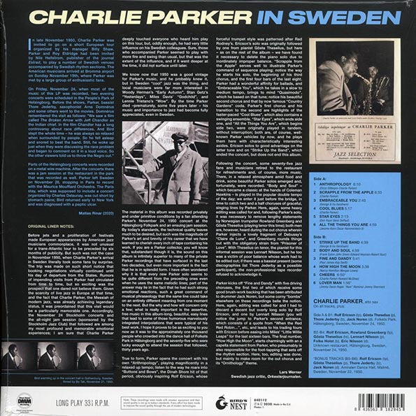Charlie Parker - In Sweden (+2 bonus tracks) (ltd. ed.) (180g) (blue vinyl)
