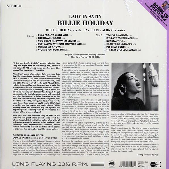 Billie Holiday - Lady In Satin (+8 bonus tracks) (ltd. ed.) (180g) (incl. CD)