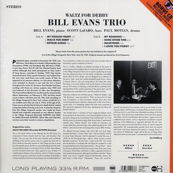 Bill Evans Trio - Waltz For Debby (+5 bonus tracks) (ltd. ed.) (180g) (incl. CD)