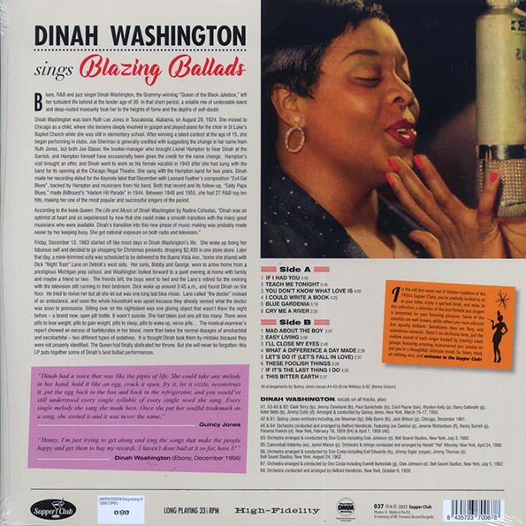 Dinah Washington - Sings Blazing Ballads (ltd. ed.) (180g)
