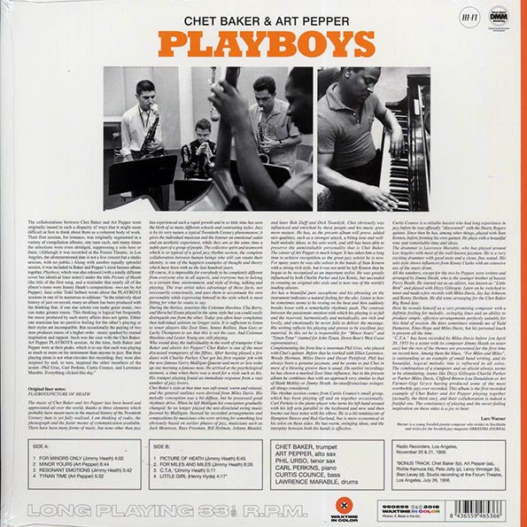 Chet Baker, Art Pepper - Playboys (+bonus track) (ltd. ed.) (180g) (orange vinyl)