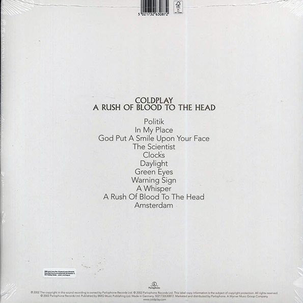 Coldplay - A Rush Of Blood To The Head (clear vinyl)