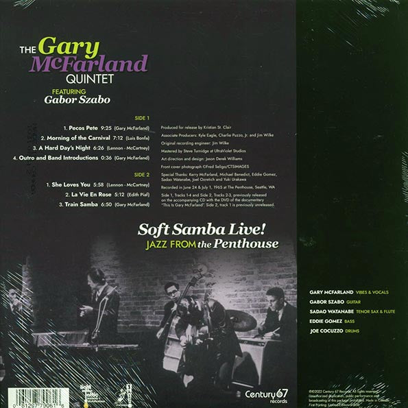 The Gary McFarland Quintet, Gabor Szabo - Soft Samba Live! Jazz From The Penthouse (ltd. ed.)