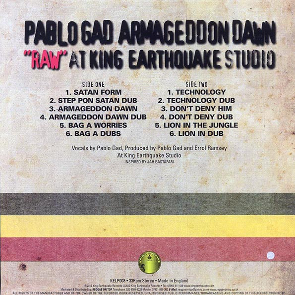 Pablo Gad - Armageddon Dawn Raw At King Earthquake Studio