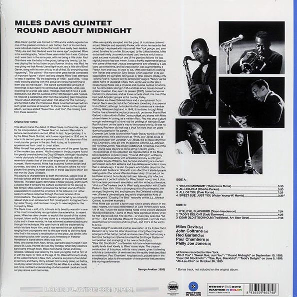 Miles Davis - Round About Midnight (+bonus track) (ltd. ed.) (180g) (blue vinyl)