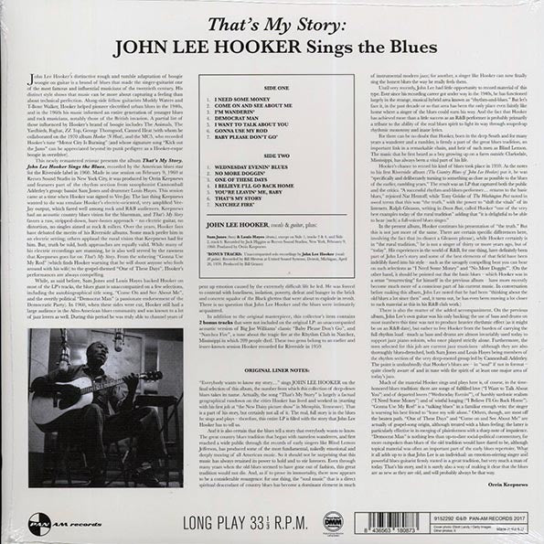John Lee Hooker - That's My Story: John Lee Hooker Sings The Blues (+2 bonus tracks) (ltd. ed.) (180g)
