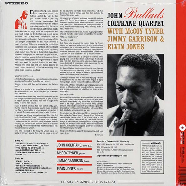 John Coltrane Quartet - Ballads (+4 bonus tracks) (ltd. ed.) (180g) (clear vinyl)