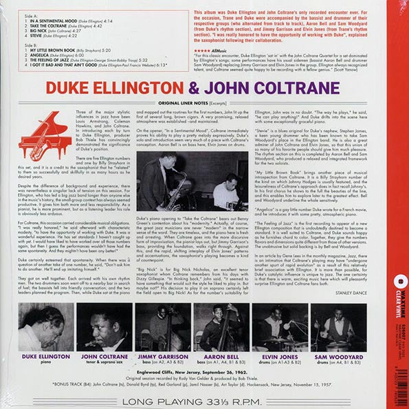 Duke Ellington, John Coltrane - Duke Ellington & John Coltrane (+bonus track) (ltd. ed.) (180g) (clear vinyl)