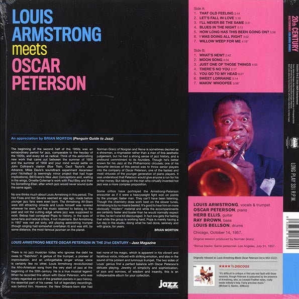 Louis Armstrong, Oscar Peterson - Louis Armstrong Meets Oscar Peterson (+2 bonus tracks) (ltd. ed.) (180g) (yellow vinyl)