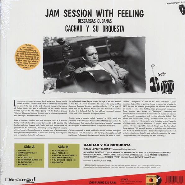 Cachao Y Su Orquesta - Jam Session With Feeling: Descargas Cubanas (+bonus track) (ltd. ed.) (180g)