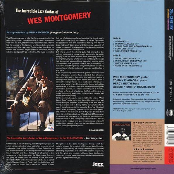Wes Montgomery - The Incredible Jazz Guitar of Wes Montgomery (+bonus track) (ltd. ed.) (180g) (blue vinyl)