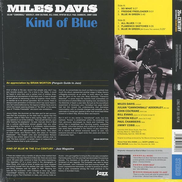 Miles Davis - Kind Of Blue (+bonus track) (ltd. ed.) (180g) (blue vinyl)