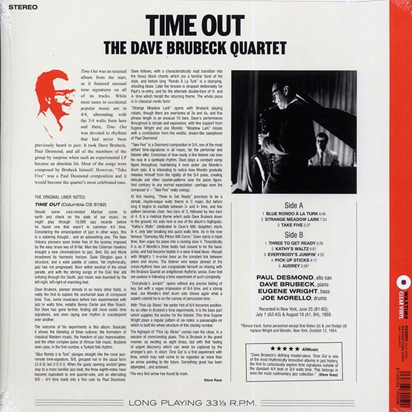 Dave Brubeck Quartet - Time Out (+bonus track) (ltd. ed.) (180g) (clear vinyl)