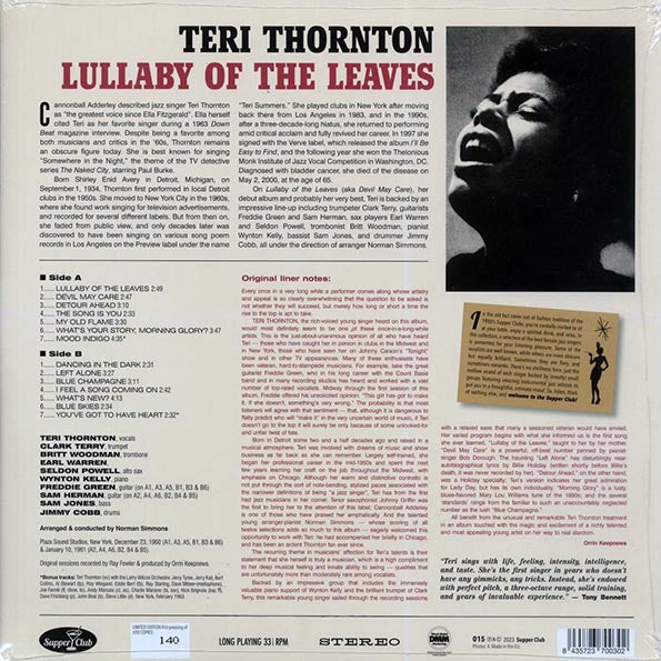 Teri Thornton - Lullaby Of The Leaves (+2 bonus tracks) (ltd. ed.) (180g)