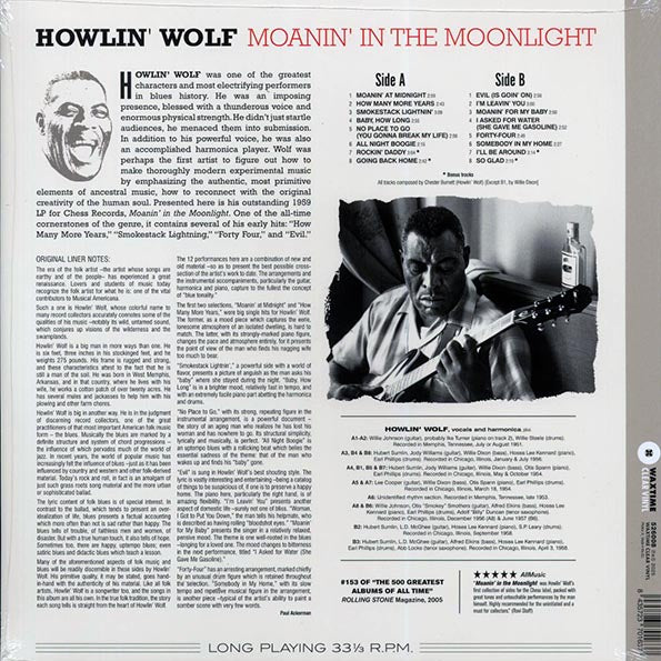 Howlin' Wolf - Moanin' In The Moonlight (+4 bonus tracks) (ltd. ed.) (180g) (clear vinyl)