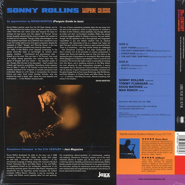 Sonny Rollins - Saxophone Colossus (+bonus track) (ltd. ed.) (180g) (blue vinyl)