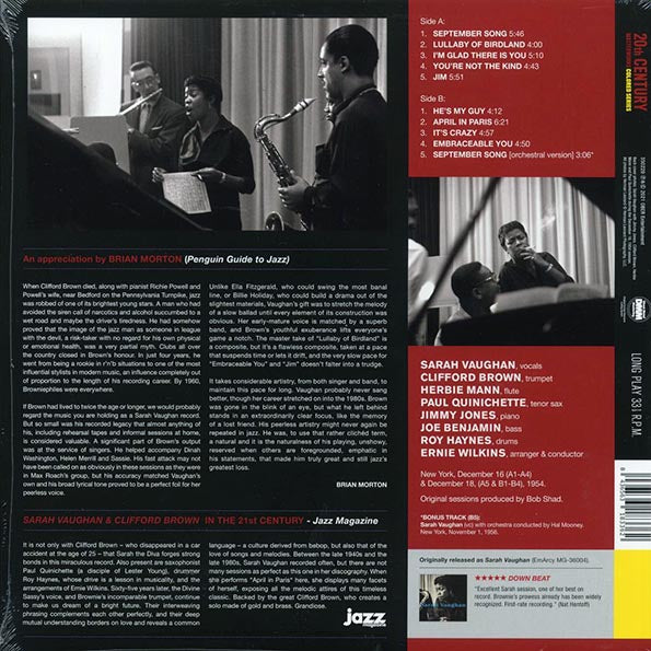 Sarah Vaughan, Clifford Brown - Sarah Vaughan & Clifford Brown (+bonus track) (ltd. ed.) (180g) (red vinyl)