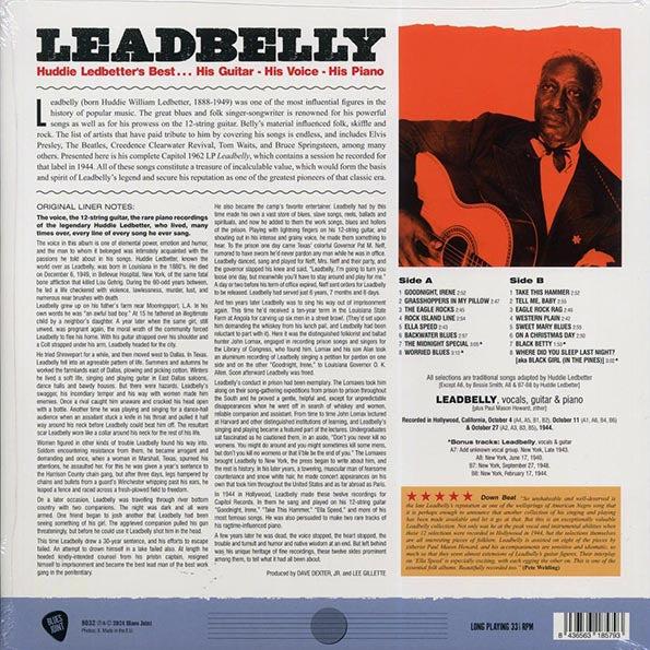 Leadbelly - Huddie Ledbetter's Best: His Guitar, His Voice, His Piano (+4 bonus tracks) (ltd. ed.) (180g)