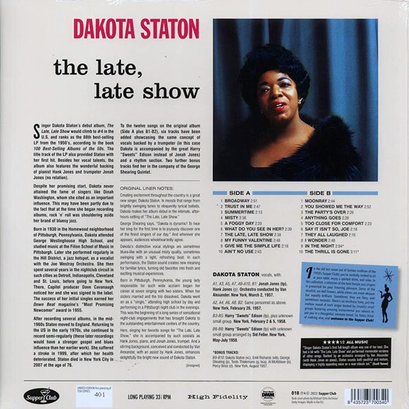 Dakota Staton - The Late, Late Show (20 tracks) (+2 bonus tracks) (ltd. ed.) (180g)
