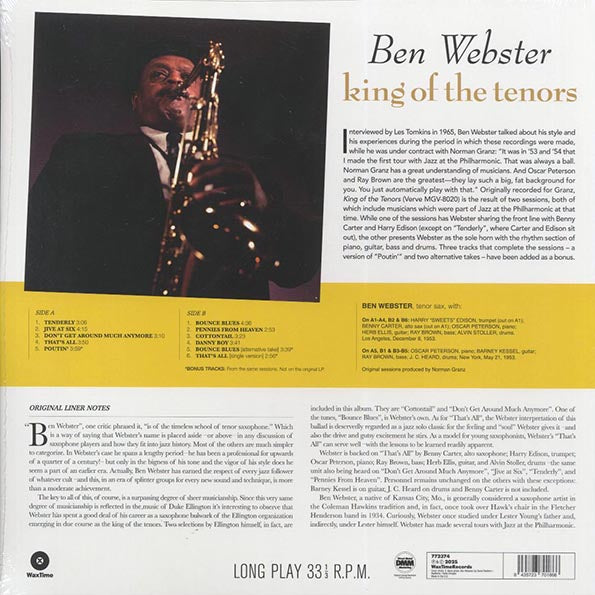 Ben Webster - King Of The Tenors (+3 bonus tracks) (ltd. ed.) (180g)