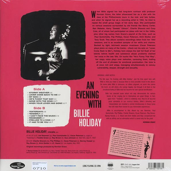 Billie Holiday - An Evening With Billie Holiday (+4 bonus tracks) (ltd. ed.) (180g)