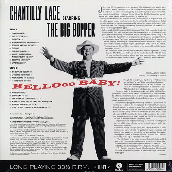 Big Bopper - Chantilly Lace Starring The Big Bopper: Hellooo Baby! (+8 bonus tracks) (ltd. ed.) (180g)
