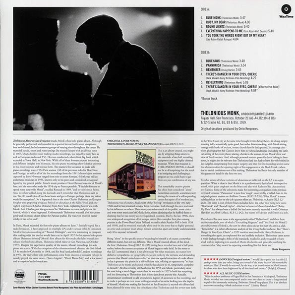 Thelonious Monk - Thelonious Alone In San Francisco (+bonus track) (ltd. ed.) (180g) (remastered)
