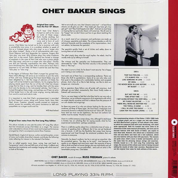 Chet Baker - Chet Baker Sings (ltd. ed.) (180g) (clear vinyl)