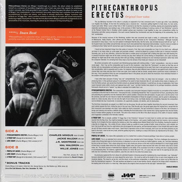 Charles Mingus Jazz Workshop - Pithecanthropus Erectus (+2 bonus tracks) (ltd. ed.) (180g)