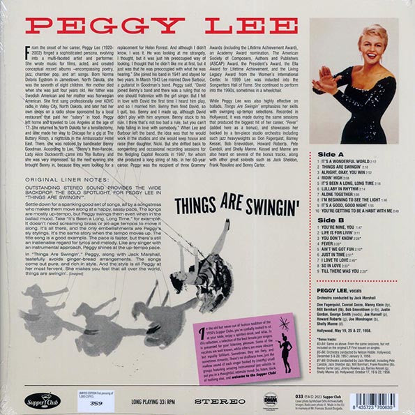 Peggy Lee - Things Are Swingin' (+7 bonus tracks) (ltd. ed.) (180g)