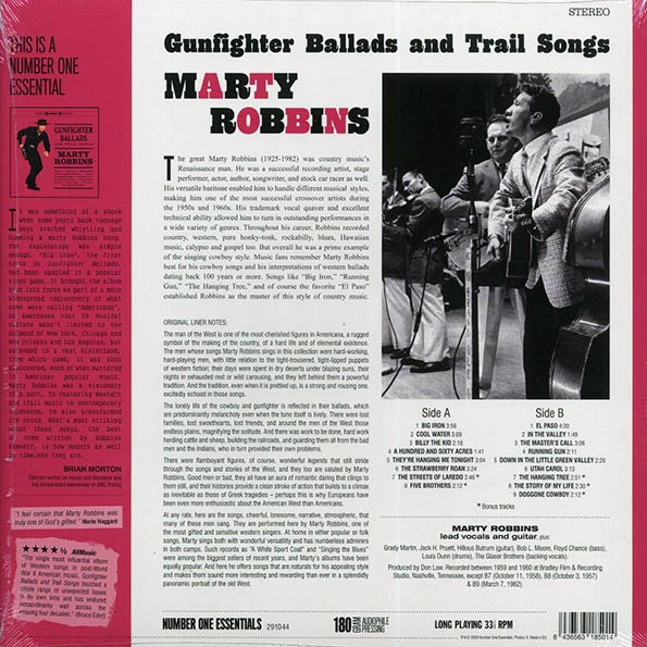 Marty Robbins - Gunfighter Ballads And Trail Songs (+5 bonus tracks) (ltd. ed.) (180g)