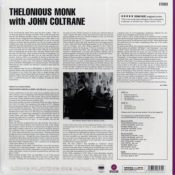 Thelonious Monk, John Coltrane - Thelonious Monk With John Coltrane (+bonus track) (ltd. ed.) (180g) (purple vinyl)