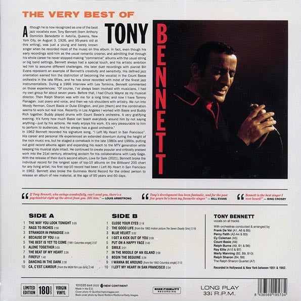 Tony Bennett - The Very Best Of Tony Bennett (20 tracks) (ltd. ed.) (180g)