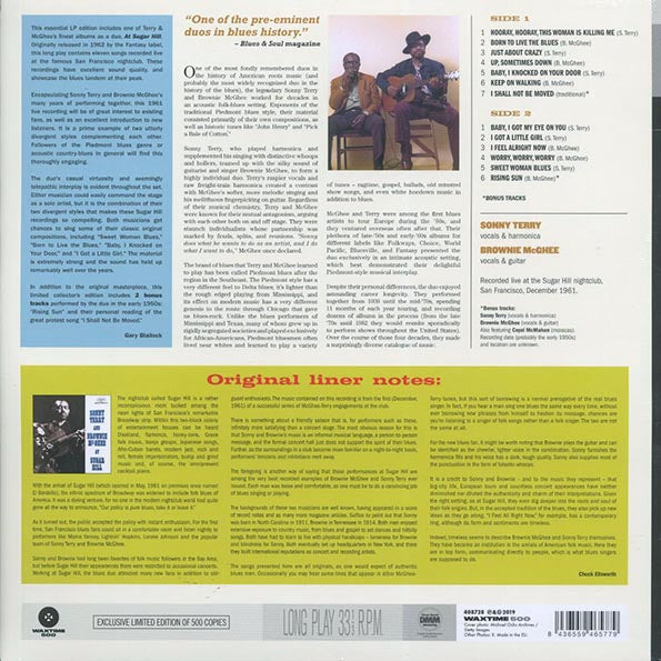 Sonny Terry, Brownie McGhee - At Sugar Hill (+2 bonus tracks) (ltd. ed.) (180g)