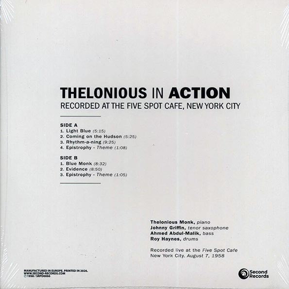 Thelonious Monk Quartet - Thelonious In Action: Recorded At The Five Spot Cafe, New York City (180g)