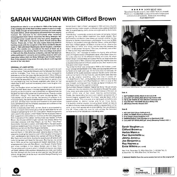 Sarah Vaughan - Sarah Vaughan With Clifford Brown (+bonus track) (ltd. ed.) (180g)